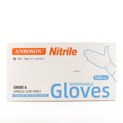 ANBOSON -Black Nitrile Gloves (10 Boxes containing 100 gloves each)