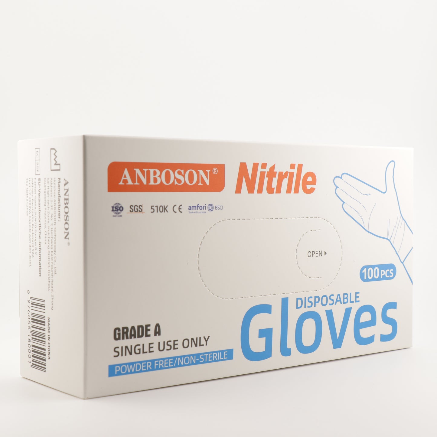 ANBOSON -Black Nitrile Gloves (10 Boxes containing 100 gloves each)