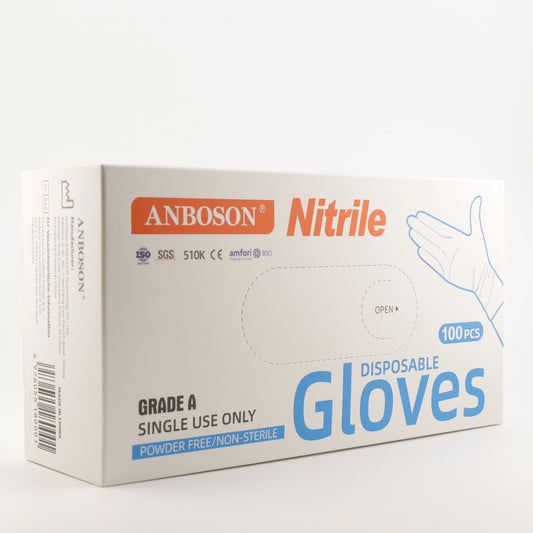 ANBOSON - White Nitrile Gloves (10 Boxes containing 100 gloves each)